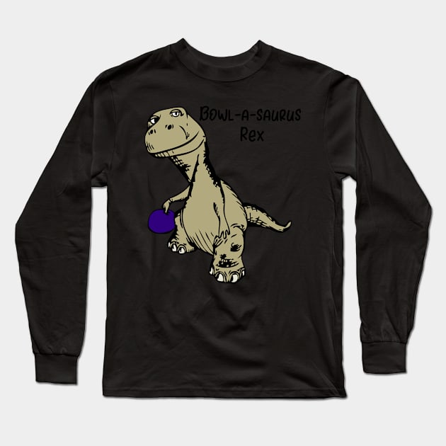 bowlasaurusrexblack Long Sleeve T-Shirt by StacysCellar